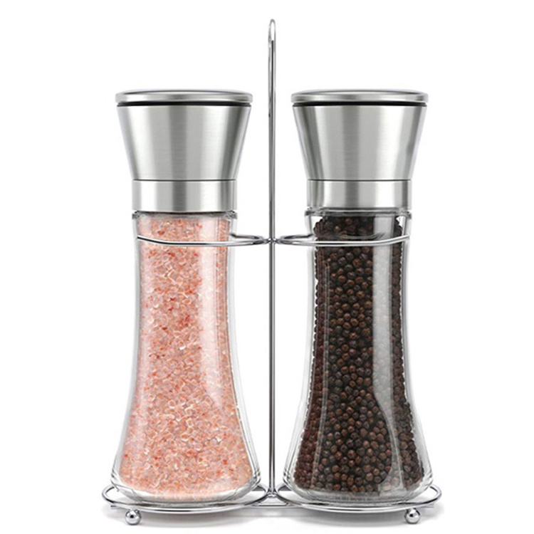 Manual Stainless Steel Spice grinder Salt and Pepper Grinder ,Salt & Pepper Mill with Portable glass bottle