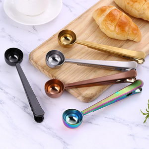 Food grade 430 Stainless Steel Ground Coffee Measuring Spoon/Scoop with Bag Clip