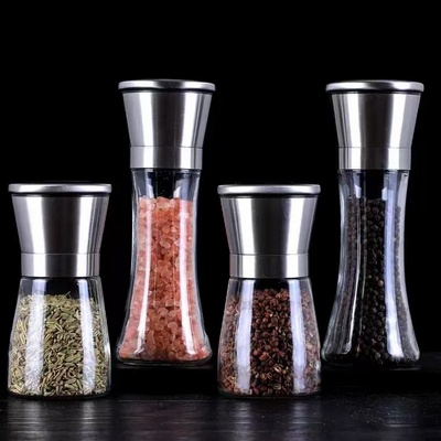 Manual Stainless Steel Spice grinder Salt and Pepper Grinder ,Salt & Pepper Mill with Portable glass bottle