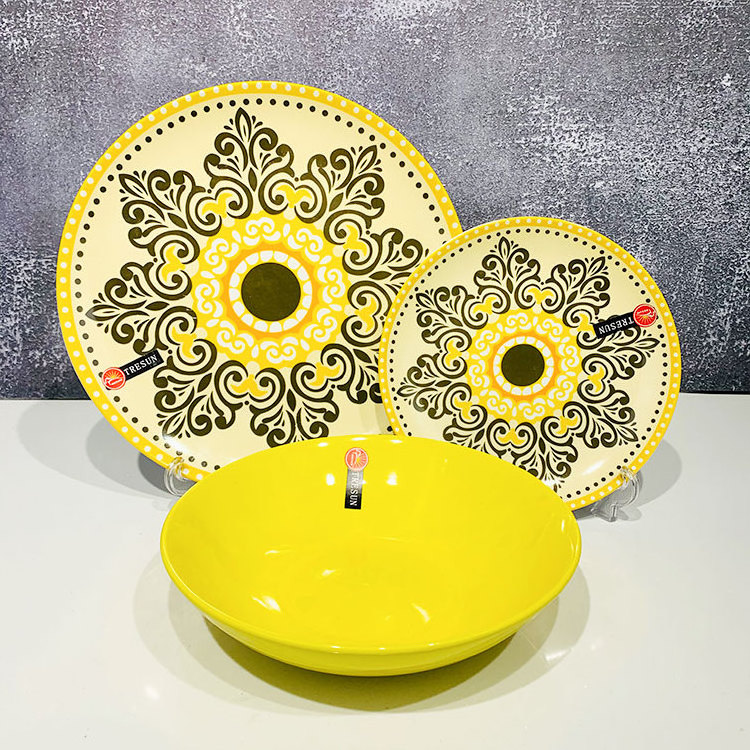 arabic ethiopian art 18 pcs dinner set Pakistan bohemia yellow color middle east dinnerware pakistani dinner set  for 6 person