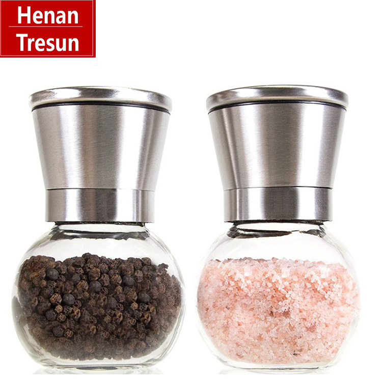 Ceramic Burr Salt Grinder set , Salt and Pepper mill with Stand and Brush