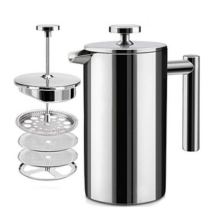 Factory Stainless Steel French Press with Thermometer, Insulated French Press Coffee Maker for wholesale