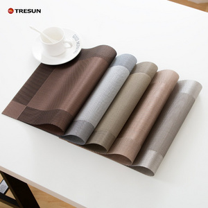 kitchen dinning table tableware place mats oil-proof heat resistant wipeable grey waterproof washable vinyl woven PVC Placemat