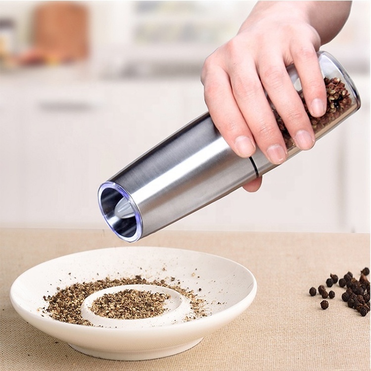 Stainless Steel Grinding Machine Mill Spice Battery Set of 2 in 1 Mill Automatic Gravity Electric Salt and Pepper Grinder