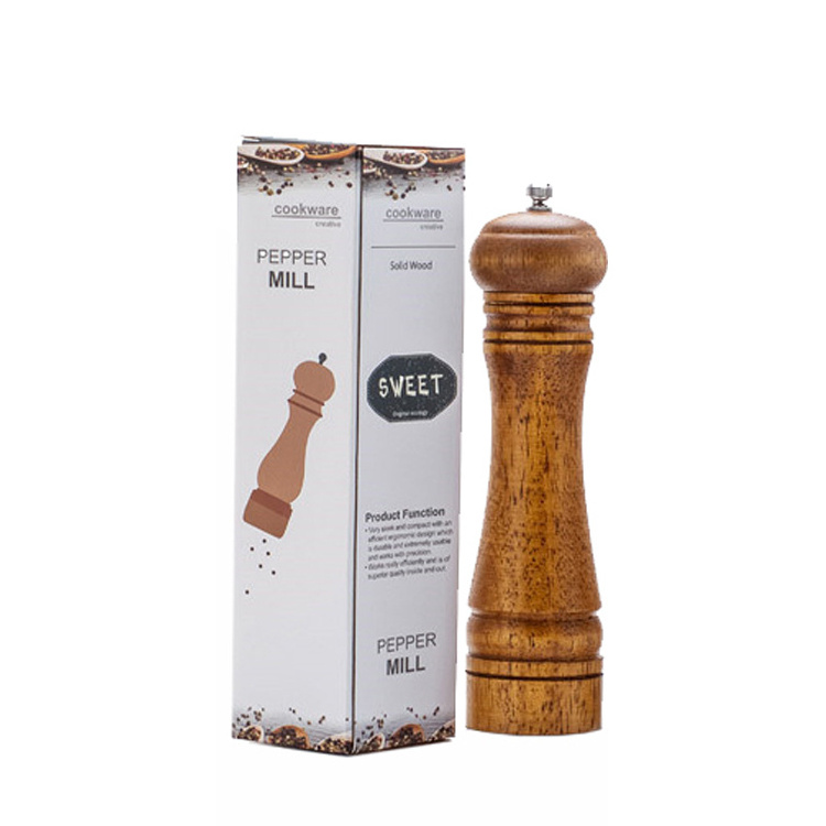 8 inch manual kitchen BBQ oak salt pepper grinder wood/spice wood grinder/wood crank spice grinder