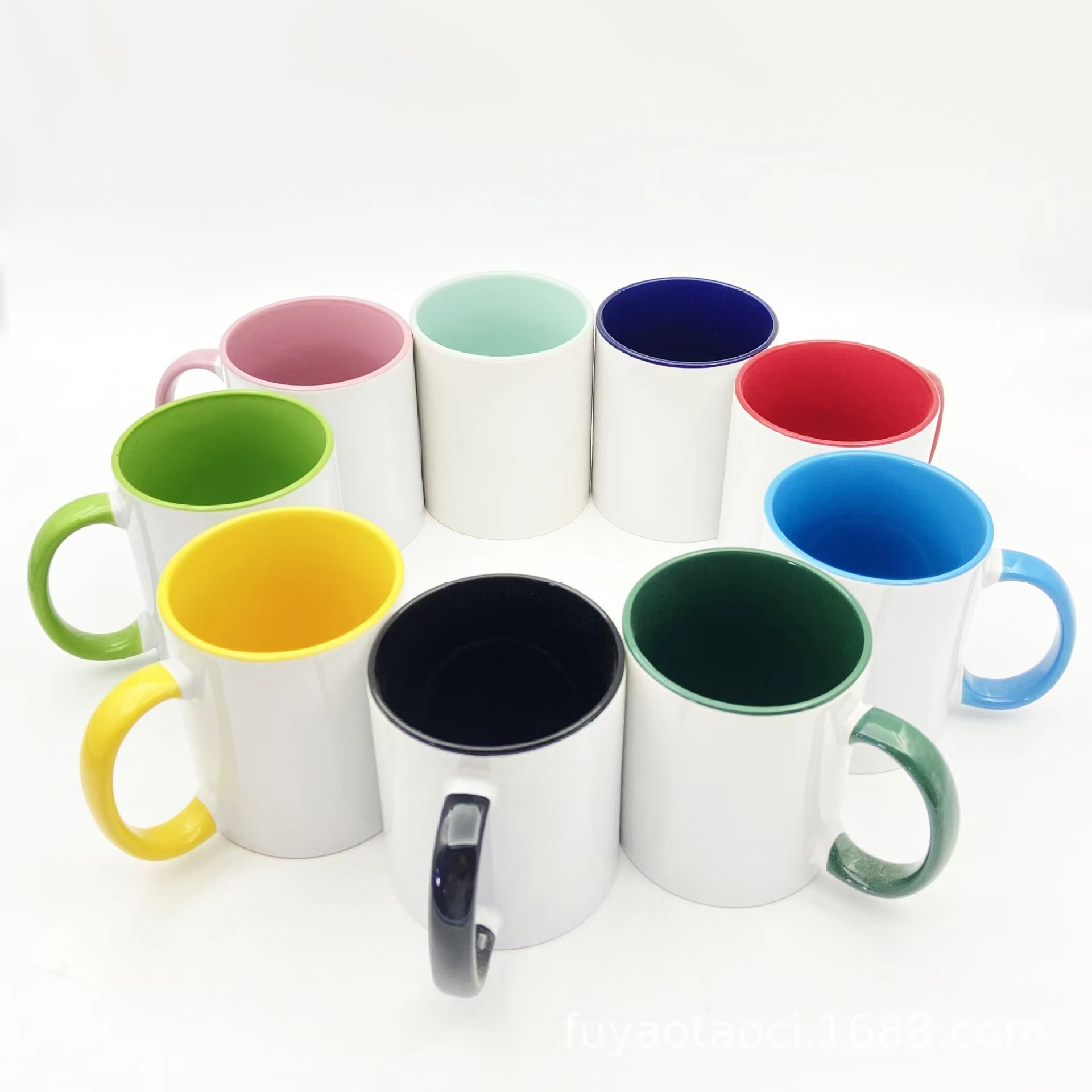 full print two tone color handle Hot Sale Gift Set coffee color ceramic mug cup with logo