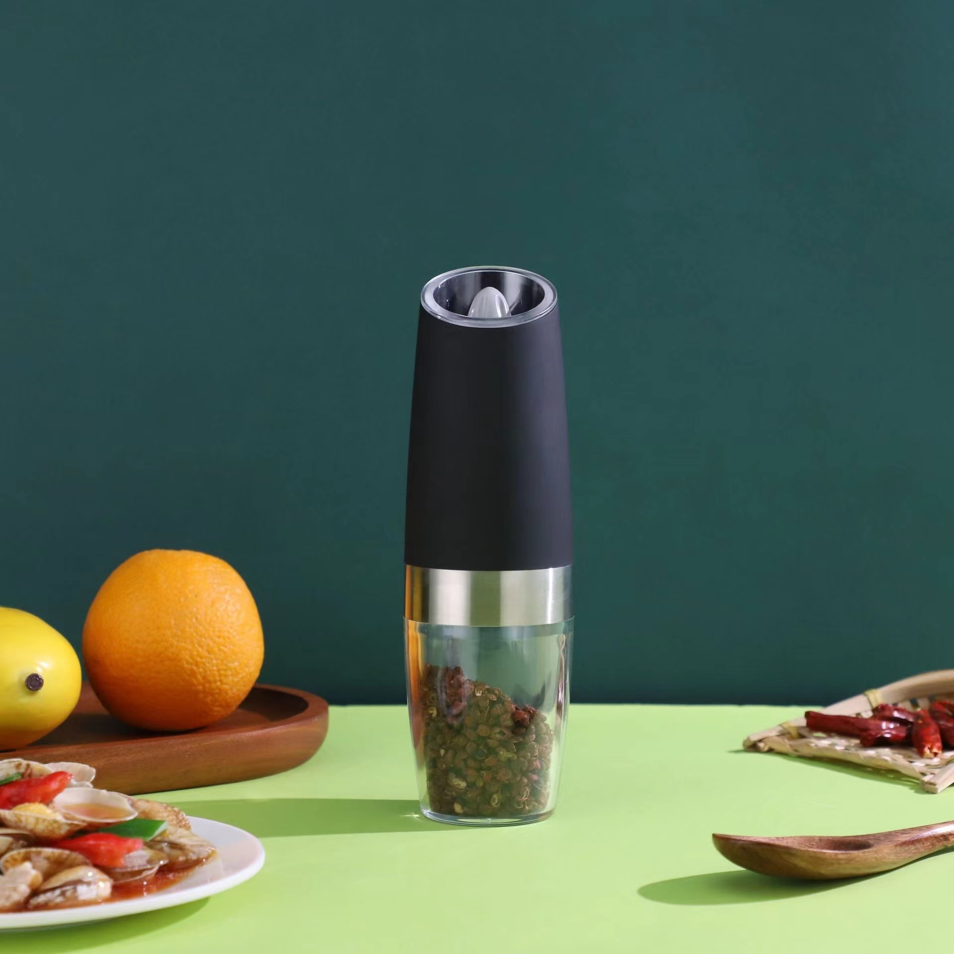 electric kitchen high quality anti gravity adjustable coarseness top seller 2022 spice automatic salt and pepper mill