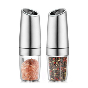 Stainless Steel Grinding Machine Mill Spice Battery Set of 2 in 1 Mill Automatic Gravity Electric Salt and Pepper Grinder