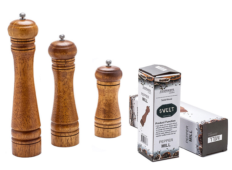 8 inch manual kitchen BBQ oak salt pepper grinder wood/spice wood grinder/wood crank spice grinder