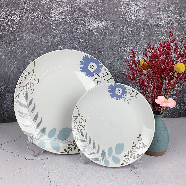 Manufacturer custom nordic elegant ceramic floral fine china restaurant home porcelain dinnerware set for 4 people