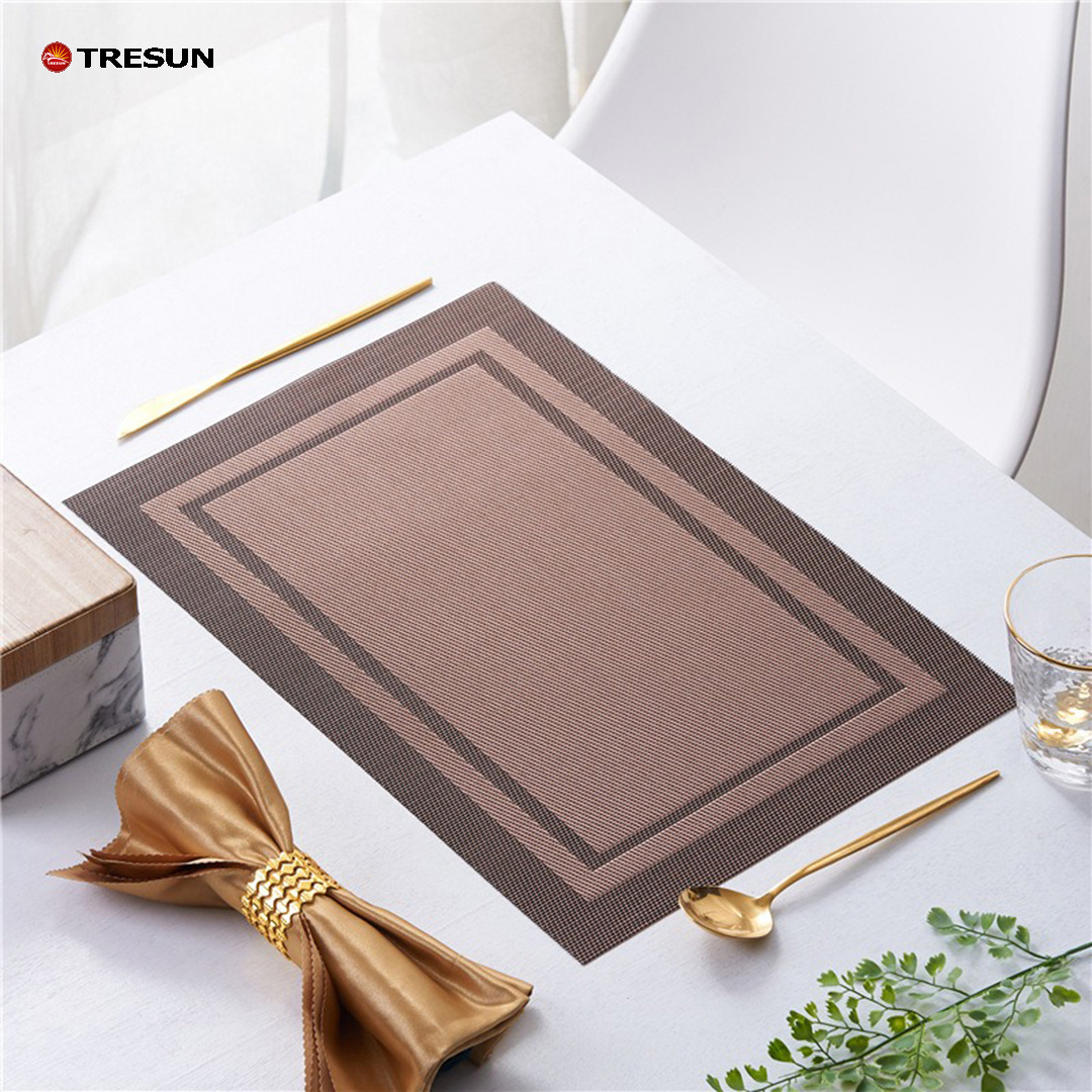 kitchen dinning table tableware place mats oil-proof heat resistant wipeable grey waterproof washable vinyl woven PVC Placemat