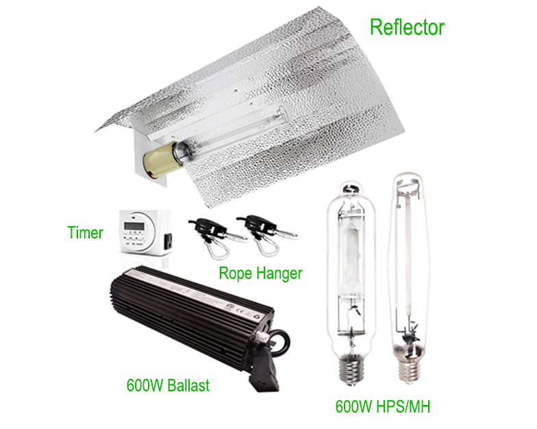 Hydroponics HPS MH CFL grow bulbs lamps eco wing aluminum light fixture reflectors