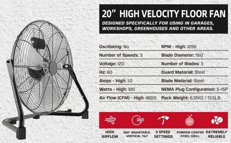 Heavy Duty Commercial Industrial Drum Fan 20 Inch High Velocity Metal Electric Oem Commercial Floor Ventilation Fans