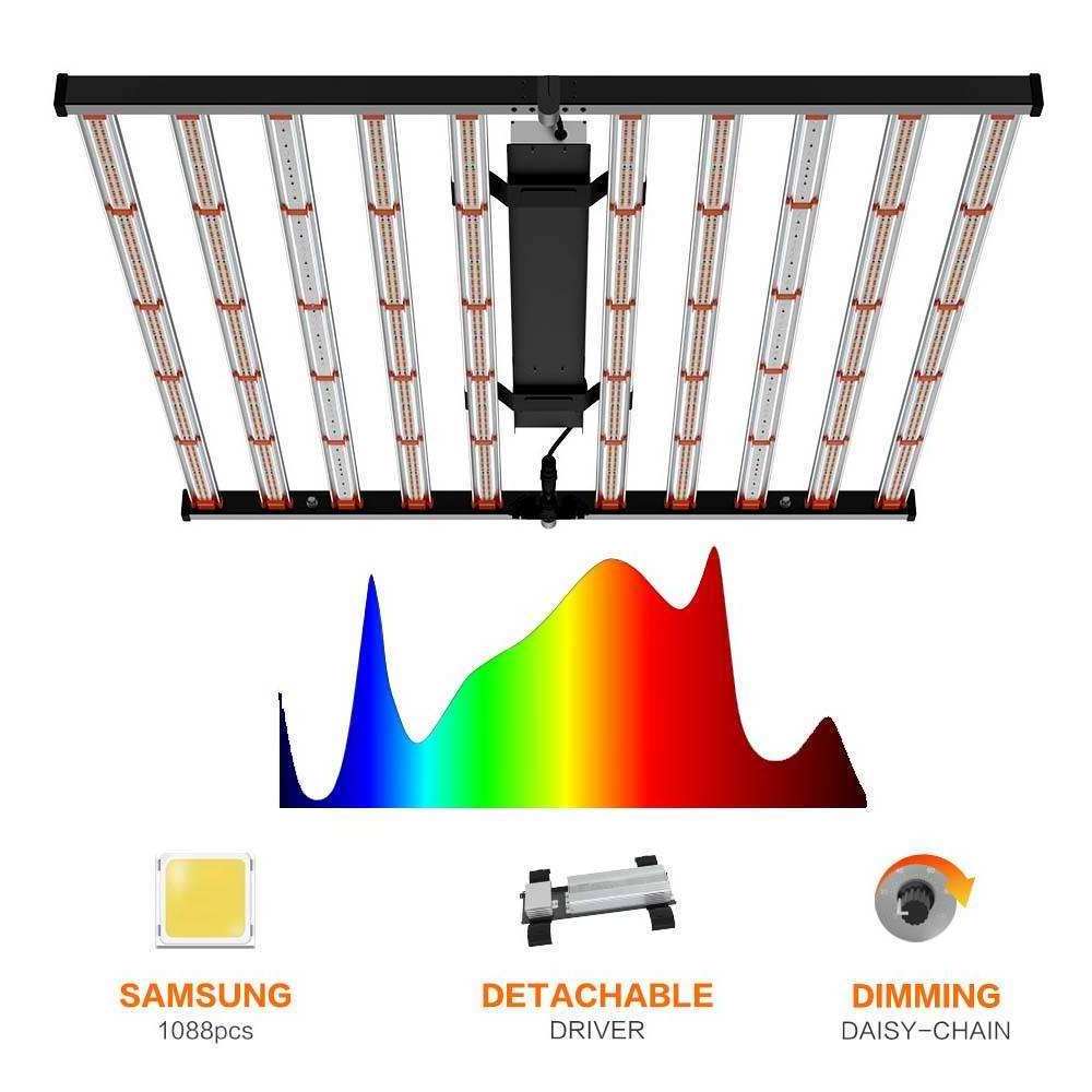 Ip65 Waterproof Full Spectrum Hydroponic Lamp 8 Bar 720w 1000w Led Grow Light For Indoor Plants