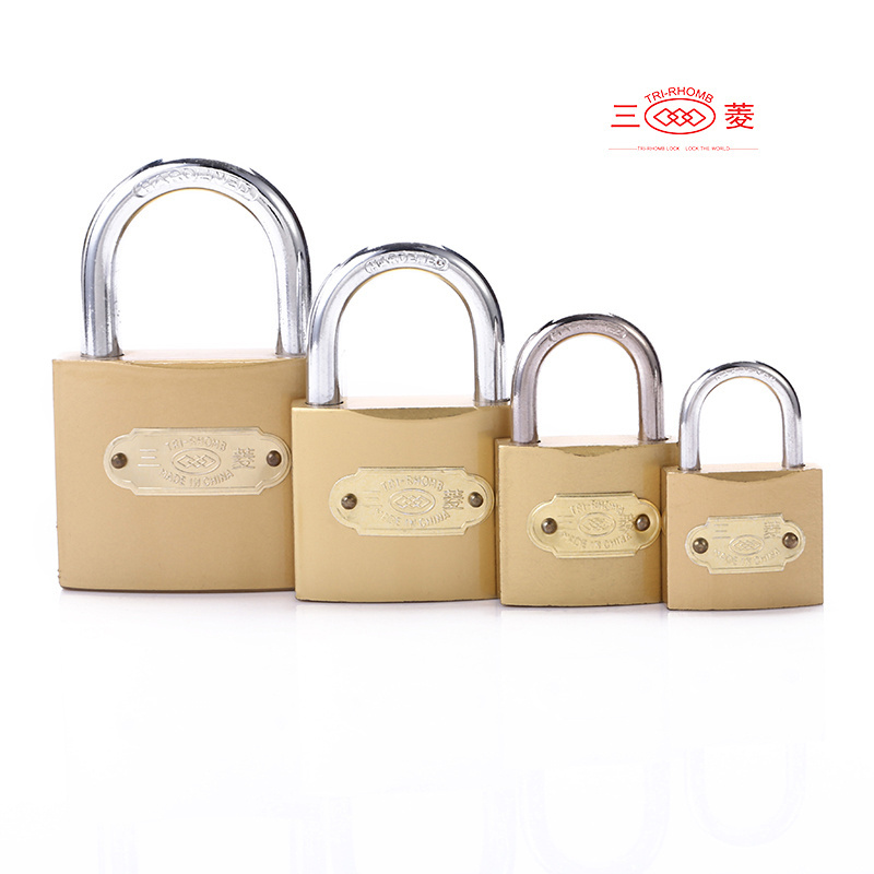 Tri-Rhomb 20mm Small cute luggage lock safety reliable thin brass padlock with iron key