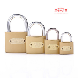 Tri-Rhomb 20mm Small cute luggage lock safety reliable thin brass padlock with iron key