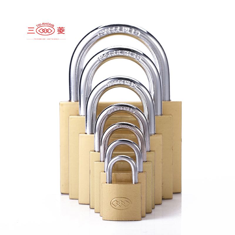 Tri-Rhomb 20mm Small cute luggage lock safety reliable thin brass padlock with iron key