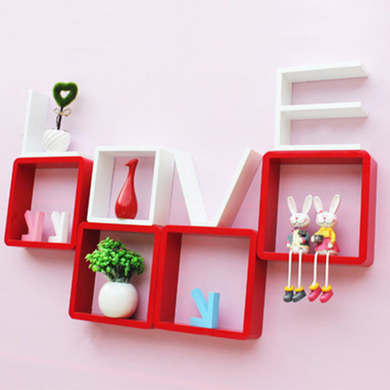 Floating Cube Wall Mount Wooden Shelf MDF wood wall mounted shelf