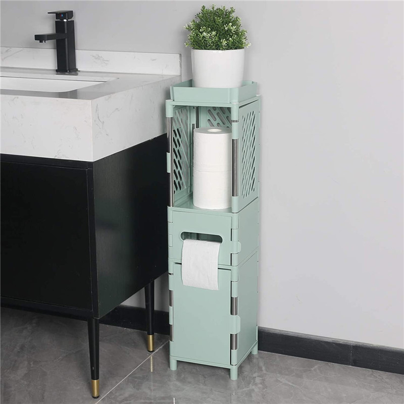 Small Bathroom Corner Cabinet / Tissue Storage Rack / Narrow Sink Storage Rack with Door and Shelf