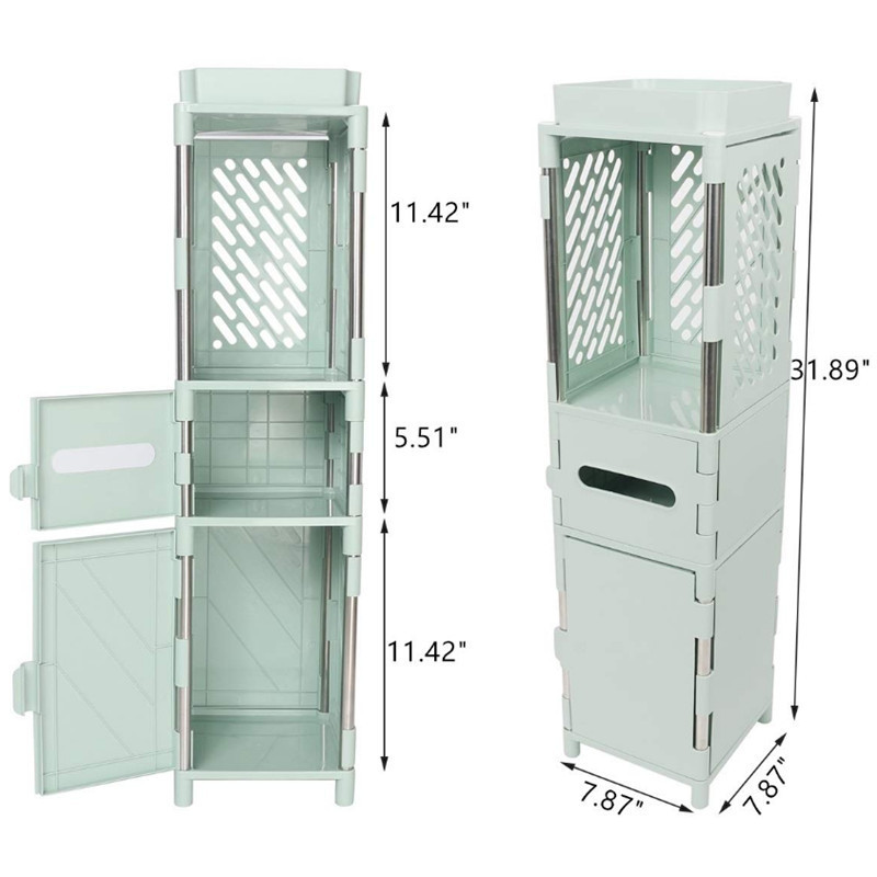 Small Bathroom Corner Cabinet / Tissue Storage Rack / Narrow Sink Storage Rack with Door and Shelf