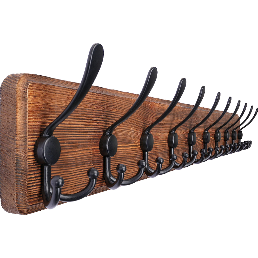 Rustic Large Coat Rack Wall Mount Coat Rack Wood Hook Farmhouse Coat Hanger for Hanging Jacket