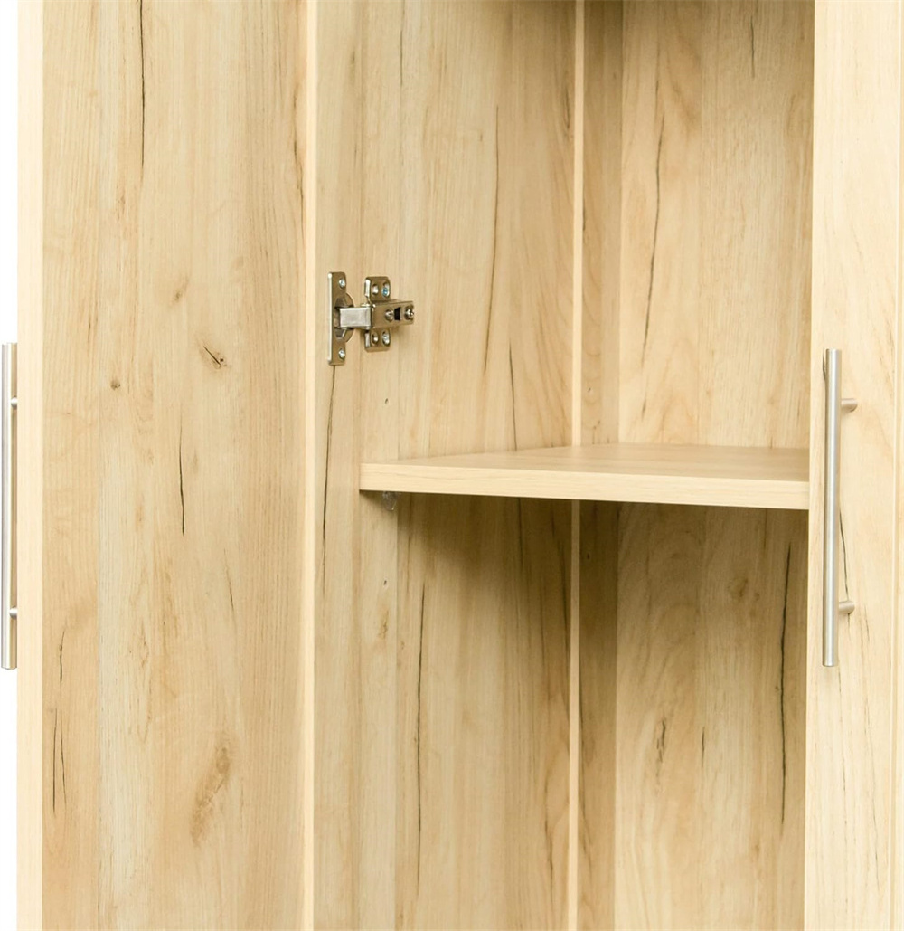 High Wardrobe With Shelves 2 Doors Wooden Closet Storage Cabinet Ar Moire Dresser For Bedroom