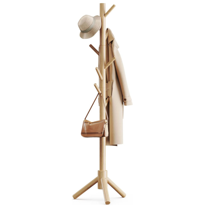 Wooden Coat Rack Free Standing Coat Hat Tree Coat Hanger Holder Stand for Clothes