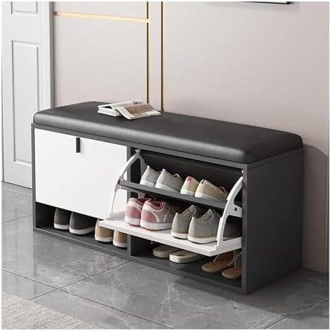 Footstool Changing Shoe Stool Solid Wood Entryway Shoe Bench Cabinet for Living Room