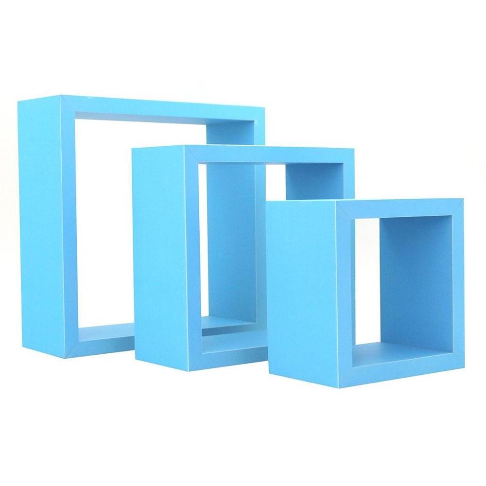 Set of 3 Different Sizes Square Floating Box Wall Shelf Shelves