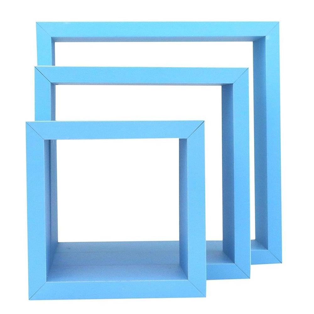 Set of 3 Different Sizes Square Floating Box Wall Shelf Shelves