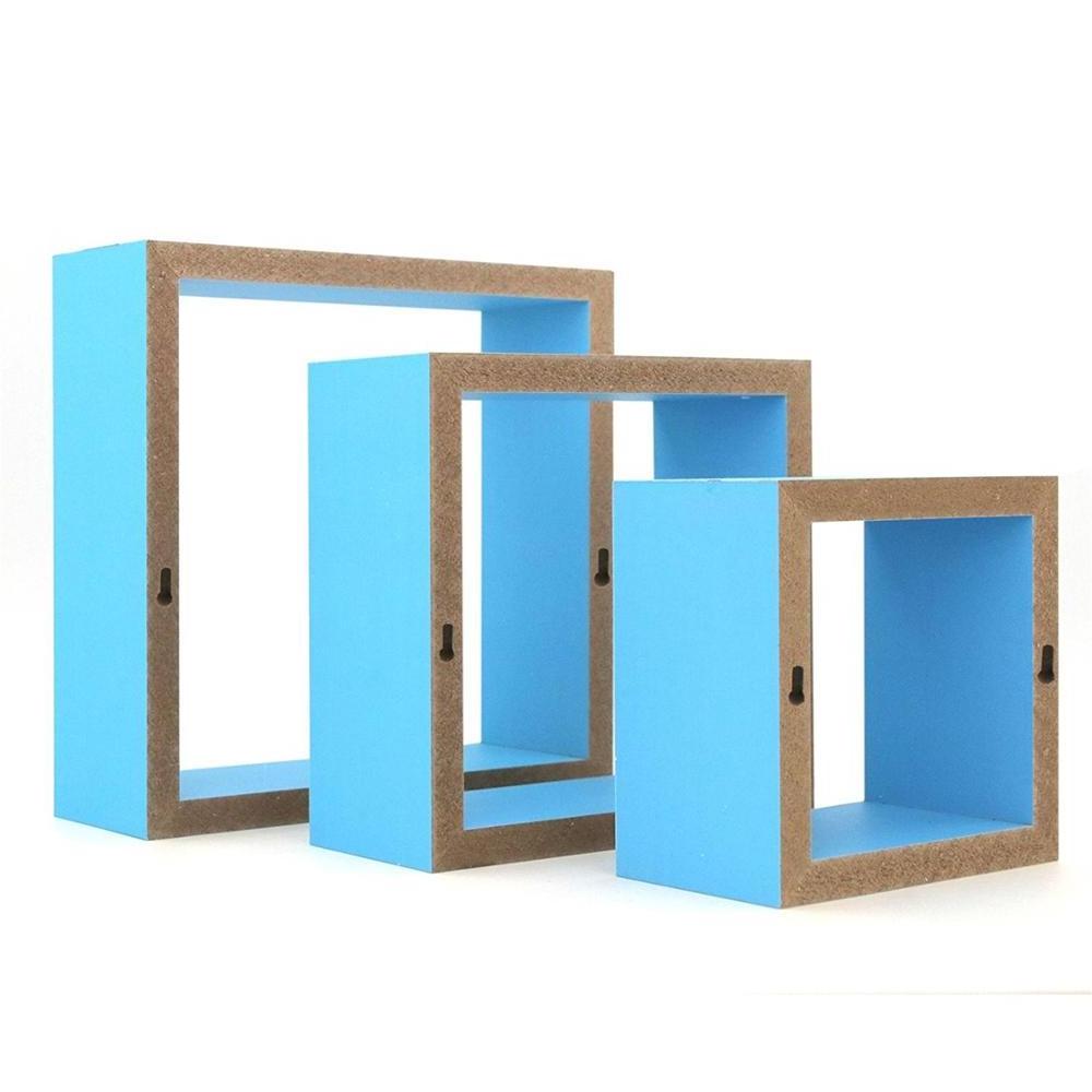 Set of 3 Different Sizes Square Floating Box Wall Shelf Shelves