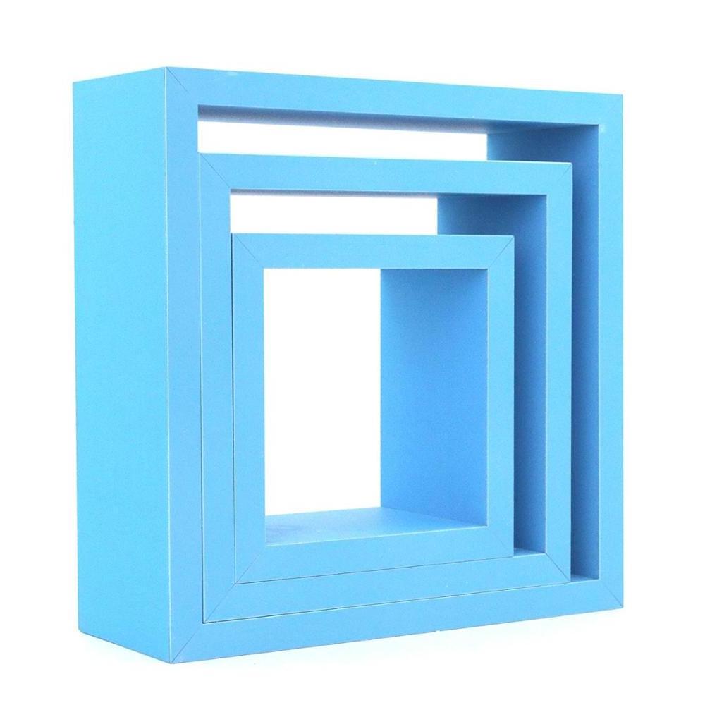 Set of 3 Different Sizes Square Floating Box Wall Shelf Shelves