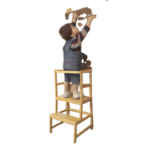 Adjustable Height Safety Montessori Kids Learning Tower Toddler Stool Kitchen Step Helper Tower