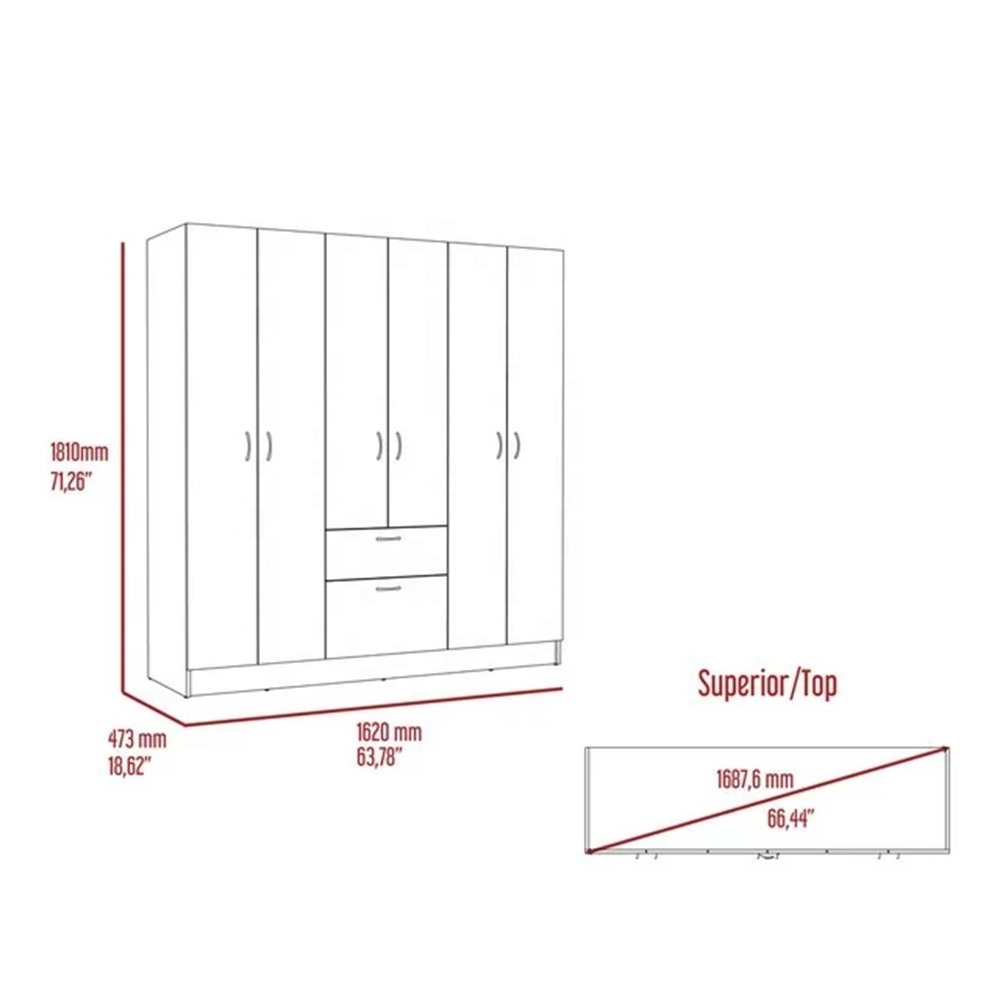 Chinese 6 Doors 3 Shelves And 1 Drawer Bedroom Wardrobe Clothes Store Covers