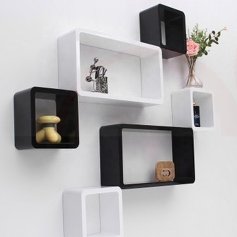 Floating Cube Wall Mount Wooden Shelf MDF wood wall mounted shelf