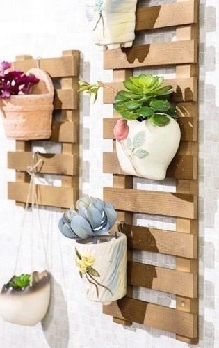 Wooden Indoor Outdoor Garden Planter Flower Pots Stand Wall Hanging Shelves