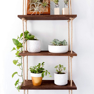 Rustic Wall Mounted 3 tiers Floating Corner Shelves