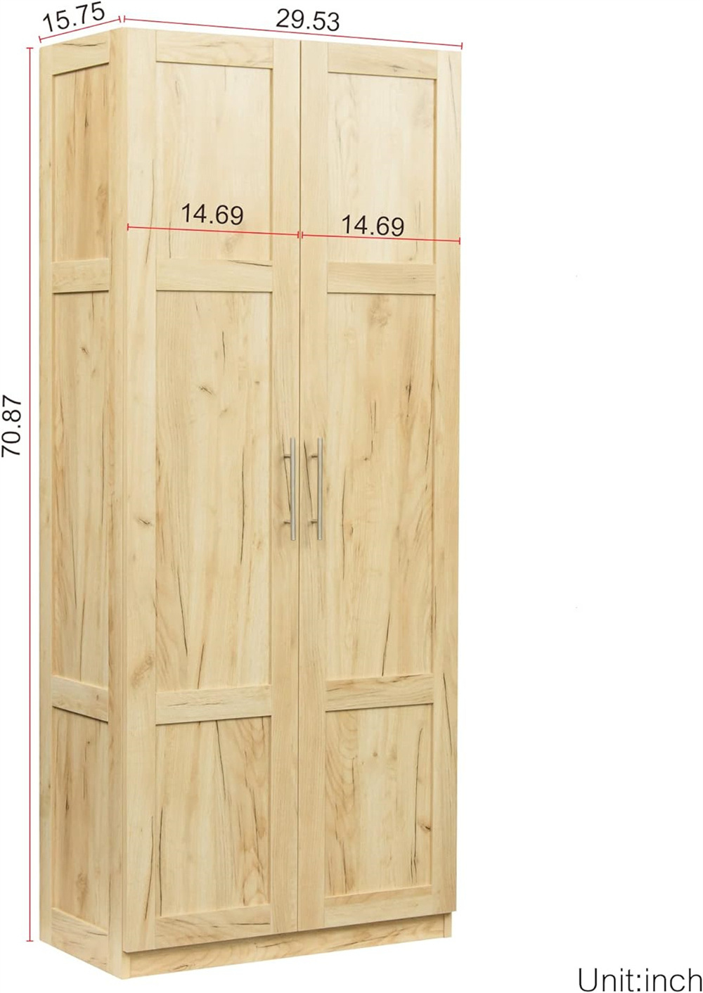 High Wardrobe With Shelves 2 Doors Wooden Closet Storage Cabinet Ar Moire Dresser For Bedroom