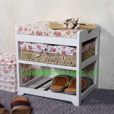 Wooden Shoe Storage Bench Stools Chest Cabinet With Cushions Seat Ottomans