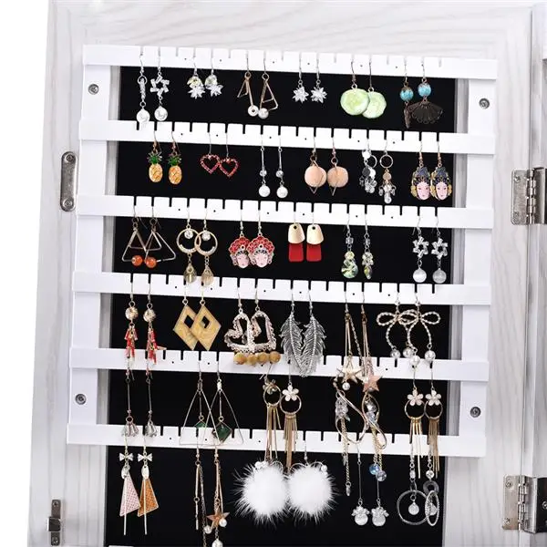 White Lockable jewelry armoire cabinet Full-Length Mirror storage tall standing jewelry cabinet