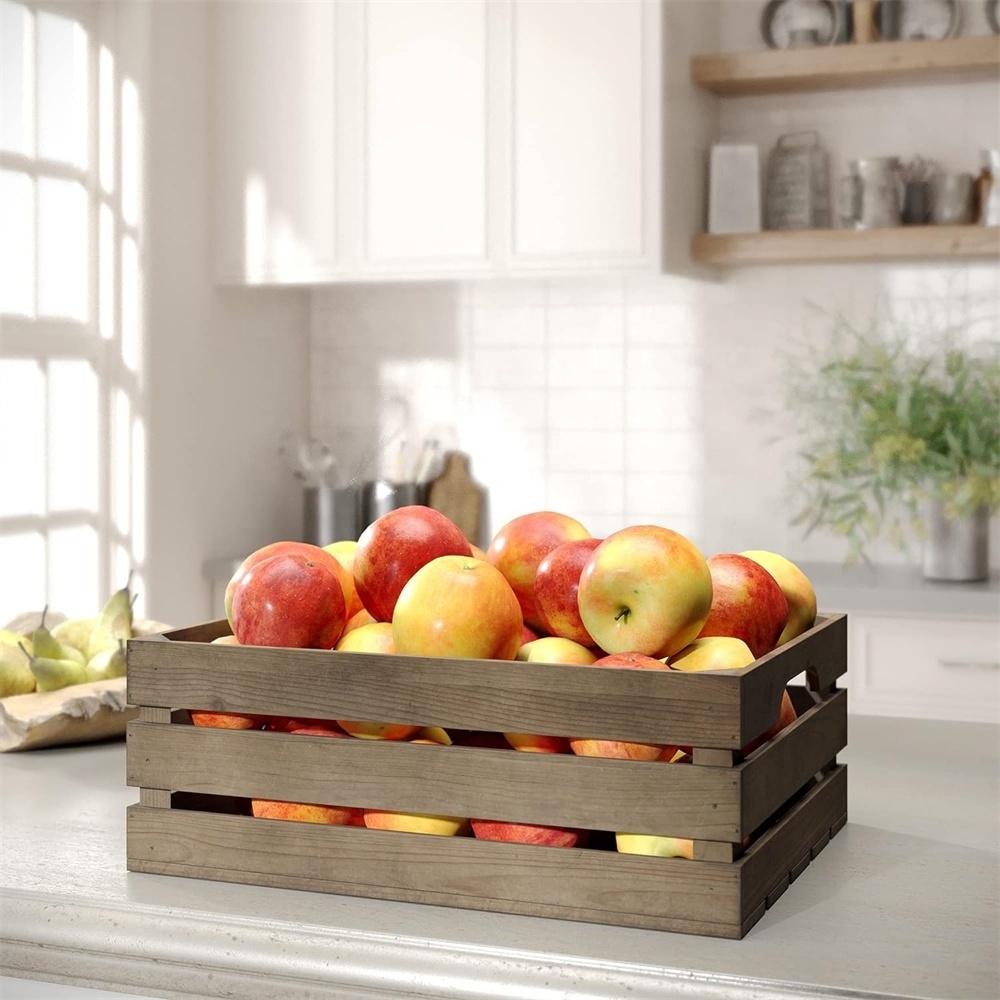 Cheap Mini Wooden Crates Wholesale,Set Of 3 Rustic Decoration Display Storage Boxes, Brown