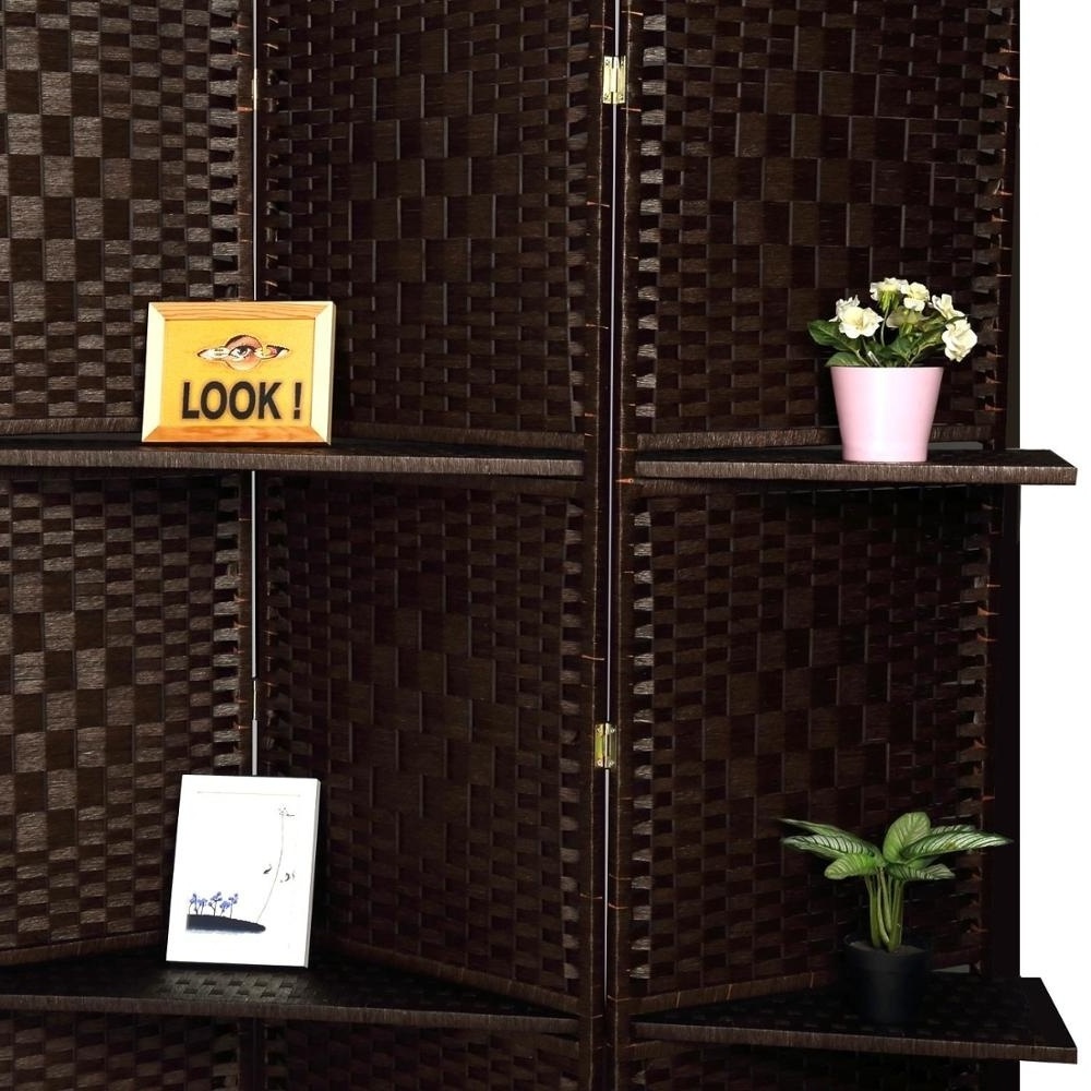 6 ft Tall Diamond Room Divider Folding Privacy Screens Partition Wall with 2 Display Shelves