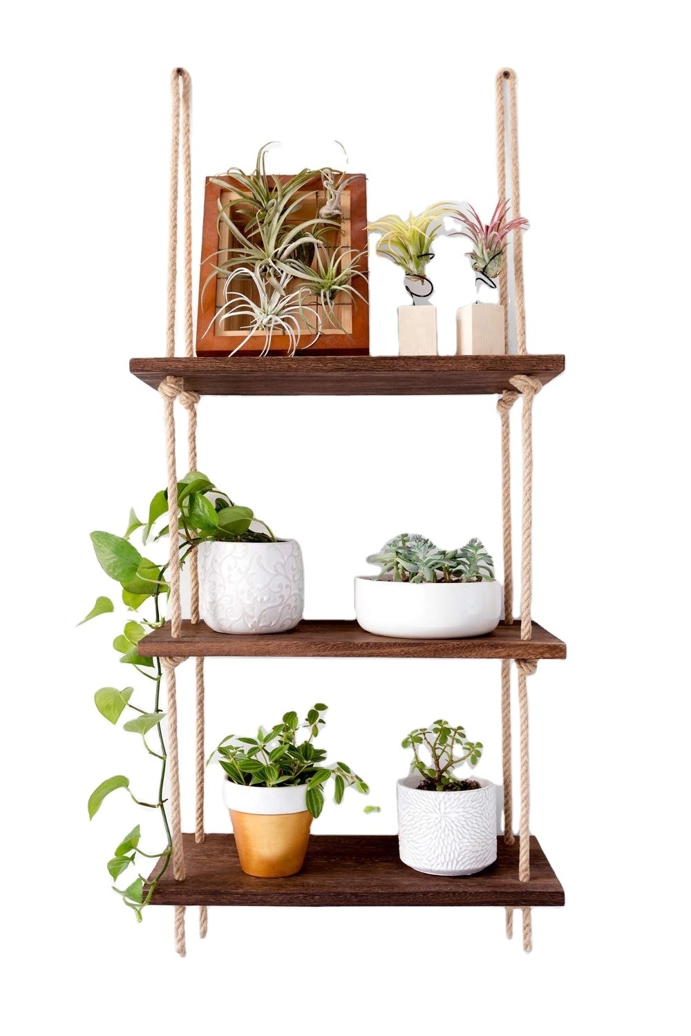 Rustic Wall Mounted 3 tiers Floating Corner Shelves