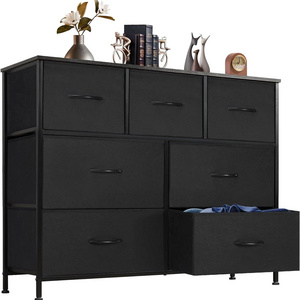 Storage Organizer Units Furniture Metal Frame Chest Tower TV Stand dresser with Fabric Bins