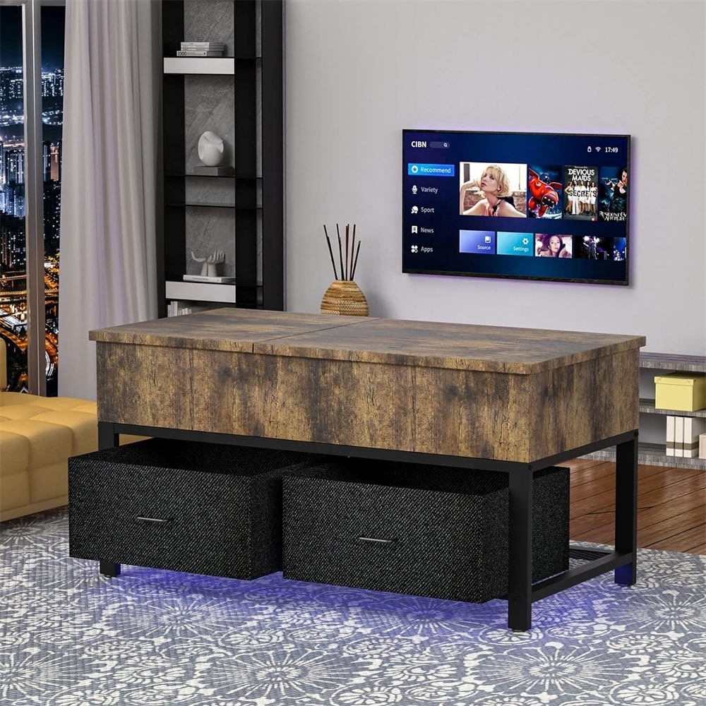 Smart Coffee Table Wooden Modern Touch Screen With Speaker And Bluetooth,Modern Square Center Tables , Brown