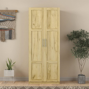 High Wardrobe With Shelves 2 Doors Wooden Closet Storage Cabinet Ar Moire Dresser For Bedroom