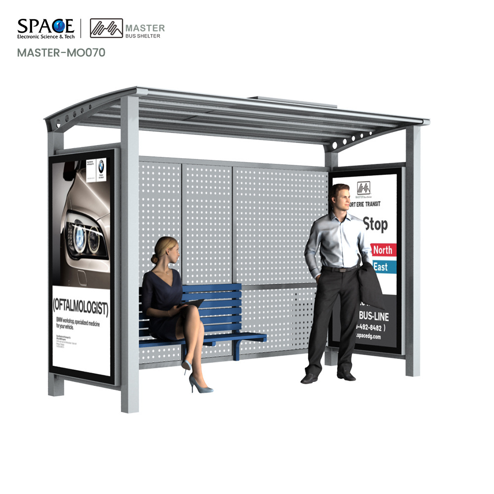 Modern Bus Stop Shelter with advertising light boxes