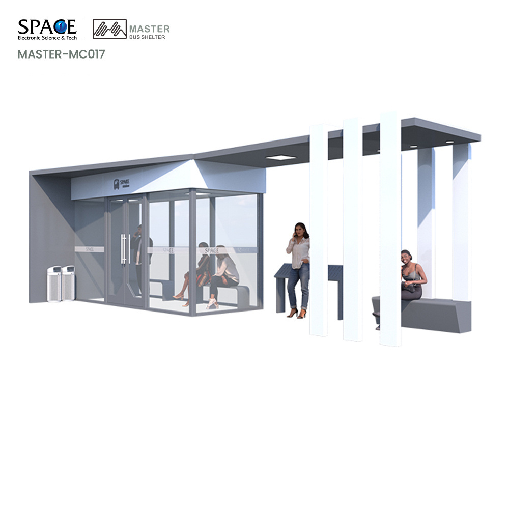 City Public Modern Stainless Steel  Customized Bus Stop Shelter With  Heaters