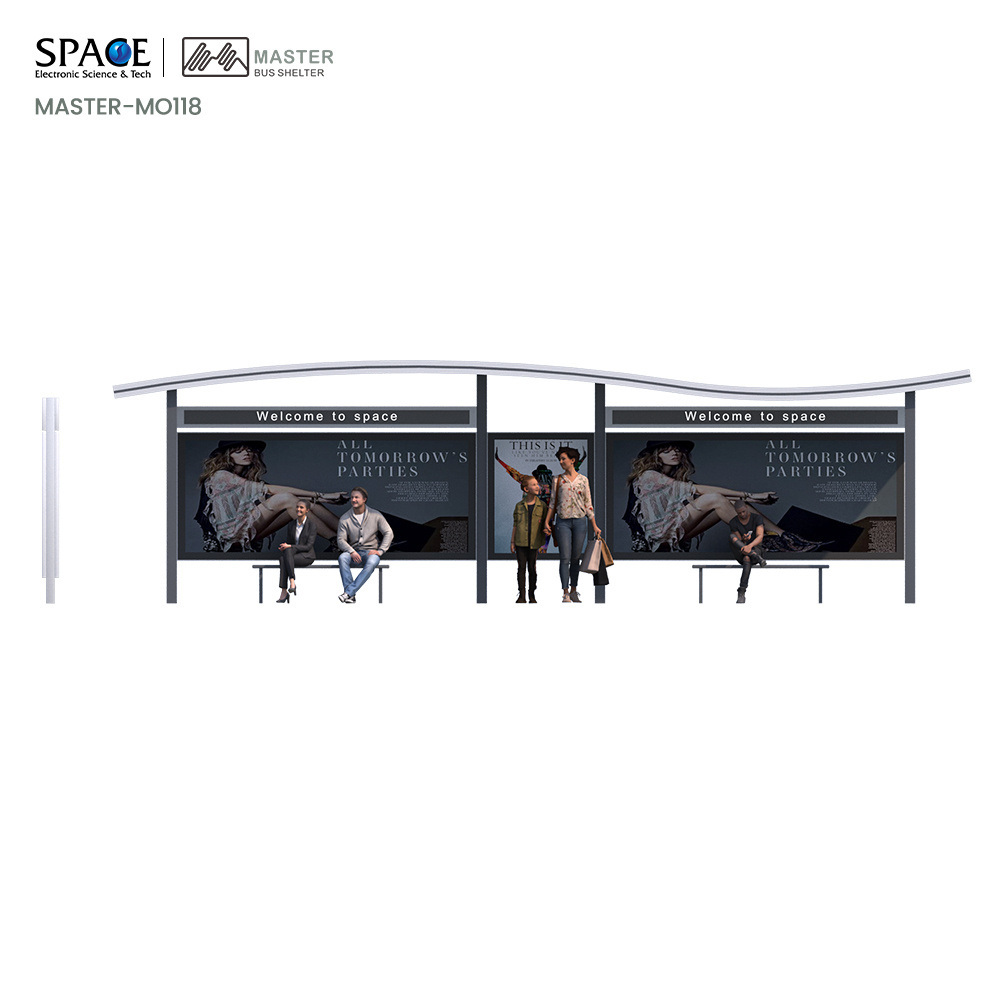 Modern Digital Bus Station LED Sign Box Design WIFI Bus Stop Shelter