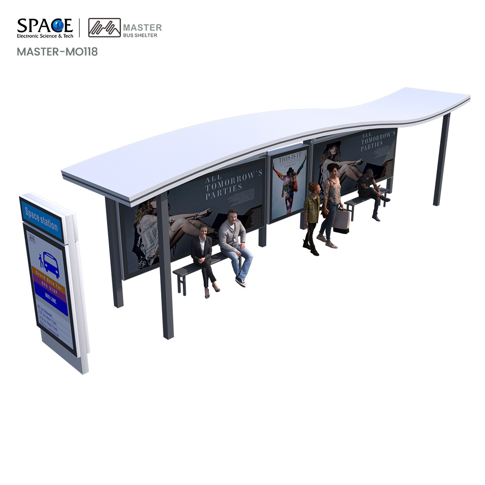 Modern Digital Bus Station LED Sign Box Design WIFI Bus Stop Shelter